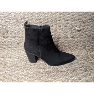 Bohme Black Suede Ankle Booties Point Toe Size 8.5 Block Heel Boots